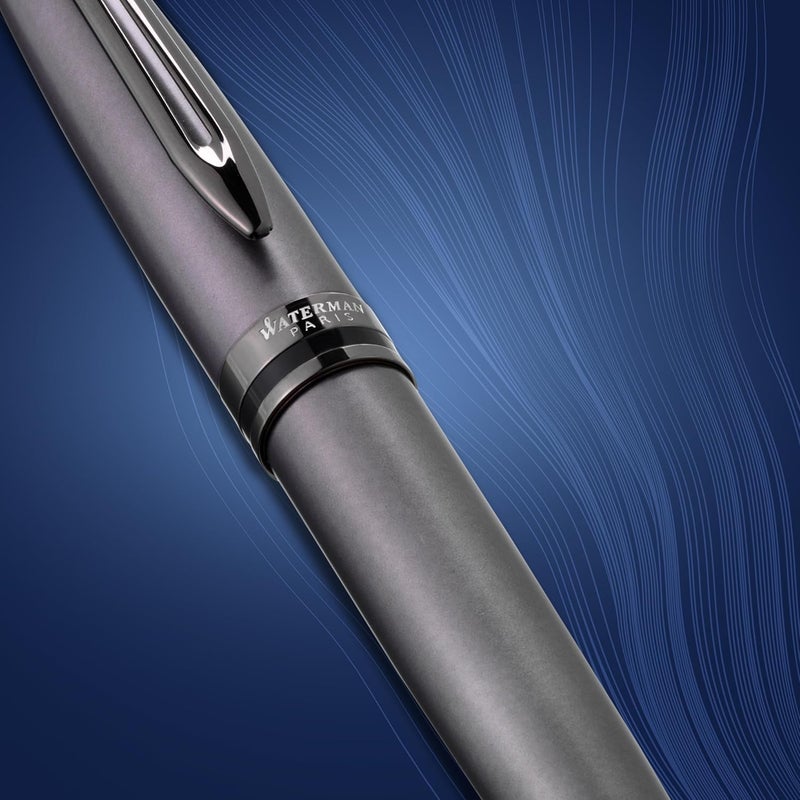 Waterman قلم حبر جاف ووتيرمان إكسبيرت - لامع أسود معدني مع حواف روثينيوم - نقطة متوسطة - علبة هدايا متضمنة - Image 5